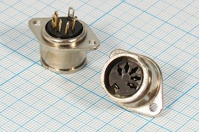 Гнездо DIN, 5HP[45]+1C, на панель, фланец 2отверстия, B17; №9208 гн DIN\ 5HP[45]+1C\пан\флан 2отв\B17\