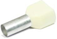 Клемма наконечник на кабель 6,0x15, 7, S-2x10,0, обжимная, белая, LT100015*2