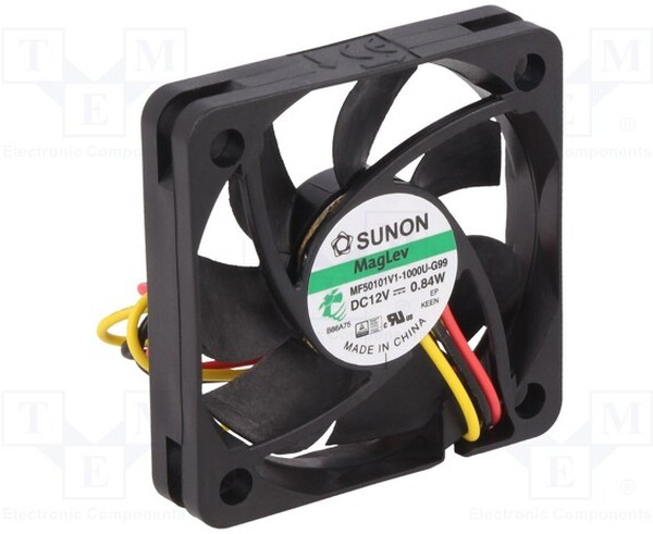 MF50101V1-1000U-G99, Вентилятор осевой, 12В DC, 50x50x10мм, подшипник Vapo, 23,32куб.м/ч, 30,7дБА