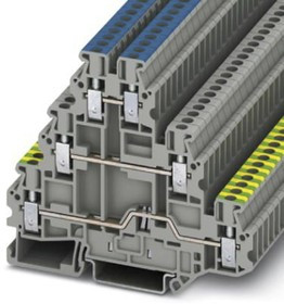 3214291, UT 2.5-PE/L/N Series Grey DIN Rail Terminal Block, 2.5mm², Triple-Level, Screw Termination