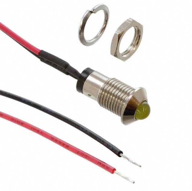 MPC5YDW12.0, LED Panel Mount Indicators 5mm Ylw Dif 12in Mtl Panel Mnt Ind.