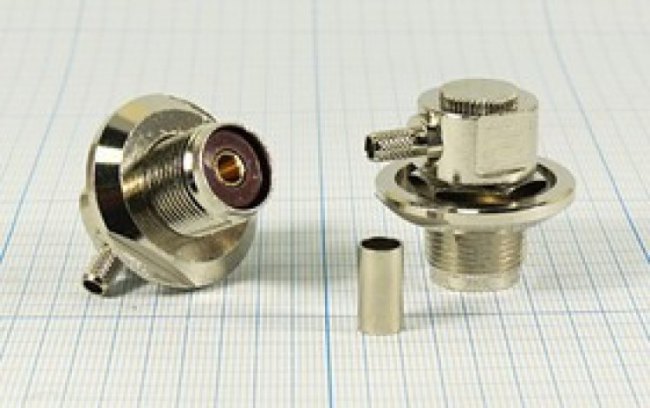 Разъем UHF розетка, RG58, на блок/гайка, обжимной, угловой