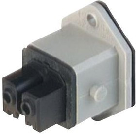 STAKEI 200, Прямоугольный разъем питания, серый, 2 контакт(-ов), ST, Монтаж в Панель, Винт, Гнездо