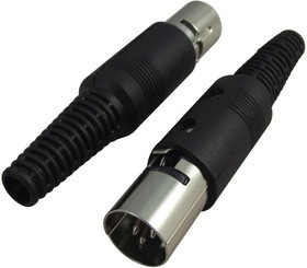 PS000053, Разъем DIN Аудио / Видео, 4 контакт(-ов), Штекер, Монтаж на Кабель, Пайка, Корпус из Металла