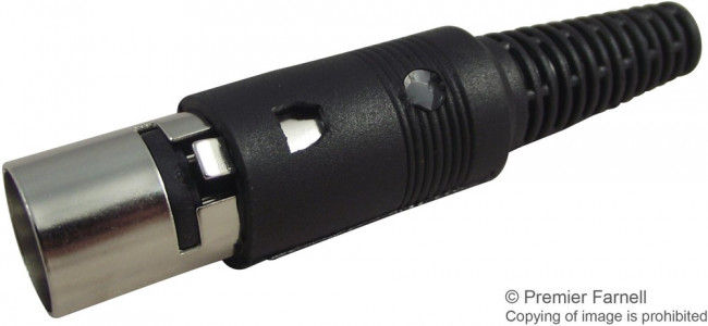 PS000053, Разъем DIN Аудио / Видео, 4 контакт(-ов), Штекер, Монтаж на Кабель, Пайка, Корпус из Металла