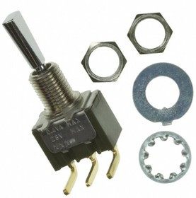 M2018ES1G30, Toggle Switches (ON)OFF(ON) .45 FLAT TGL 1/4"BSHNG RA PC