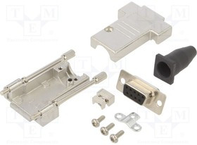 DTSL09-T-JSRGDMS-K, Разъем D-Sub; PIN: 9; вилка; "мама"; прямой; пайка; на провод; черный