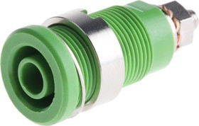 SEB 6445 NI / GN, Green Female Banana Socket, 4 mm Connector, Screw Termination, 32A, 1000V, Nickel Plating