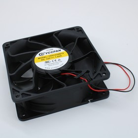 YDH1238B12, (120*120*38 12V 1A), Вентилятор 12В 120х120x38 B, 12W, 3800 об/мин, 248.3м3/час, 53дБ, подшипник качения, тип вывода - провод