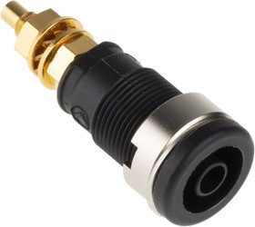 972354100, Black Female Banana Socket, 4 mm Connector, Solder Termination, 32A, 1000V ac/dc, Gold