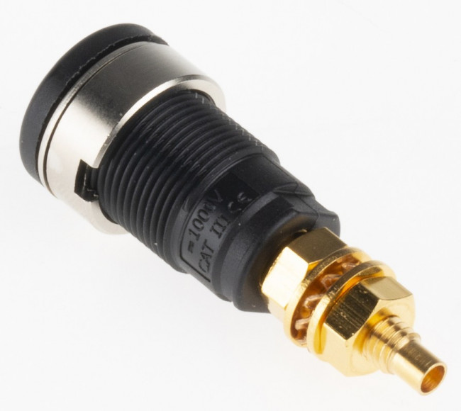 972354100, Black Female Banana Socket, 4 mm Connector, Solder Termination, 32A, 1000V ac/dc, Gold