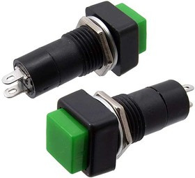 PBS-12B off-(on) зеленый, Кнопочный переключатель PBS-12B, OFF-ON, зелёный