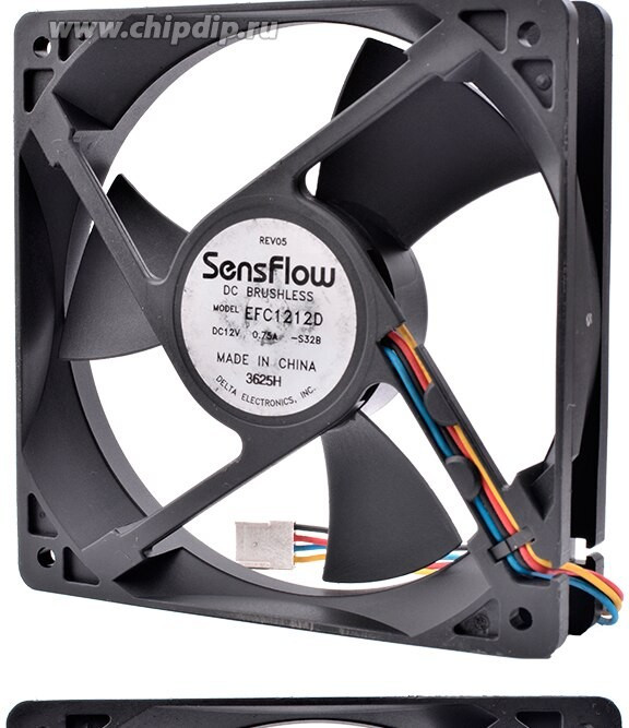 Вентилятор Delta Electronics SensFlow EFC1212D, 120x25мм, 12V, 9W, 0.75А, OEM