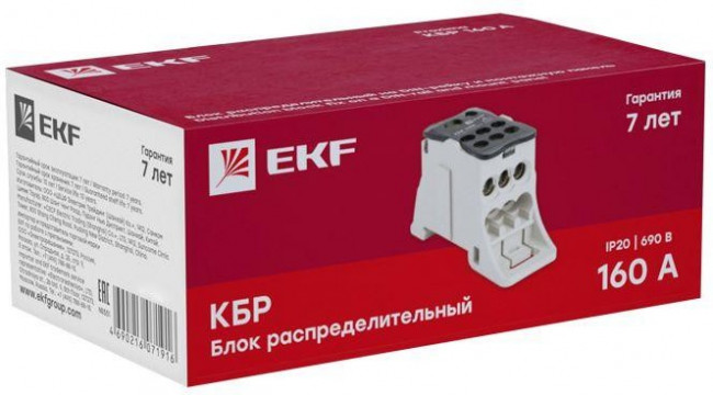 Блок распределительный КРОСС крепеж на панель и DIN КБР-160А EKF plc-kbr160