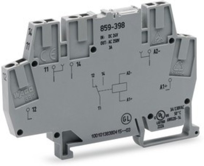 859-398, Реле на дин-рейку, 24 V DC, 5A, 1 п.к., AgSnO2 859-398, Реле на дин-рейку, 24 V DC, 5A, 1 п.к., AgSnO2