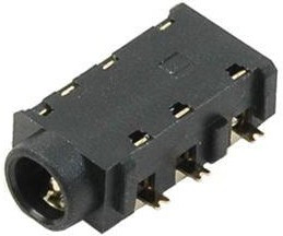 SJ-43616-SMT-TR, Phone Connectors 3.5 mm, Right Angle, Mid Mount (SMT), 4 Conductors, 0 1 Internal Switches, Audio Jack Connector