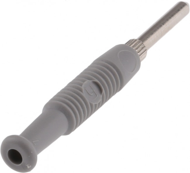 973509106, Grey Male Banana Plug, 2mm Connector, Solder Termination, 6A, 60V dc, Nickel Plating