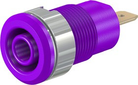 23.3000-26, Violet Female Banana Socket, 4 mm Connector, Tab Termination, 24A, 1000V, Gold Plating