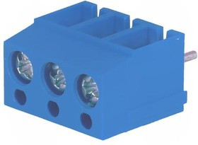 TB-5.0-P-3P1/BL, Зажимная рейка для печатных плат, угловой 90°, 5мм, на PCB, 16А