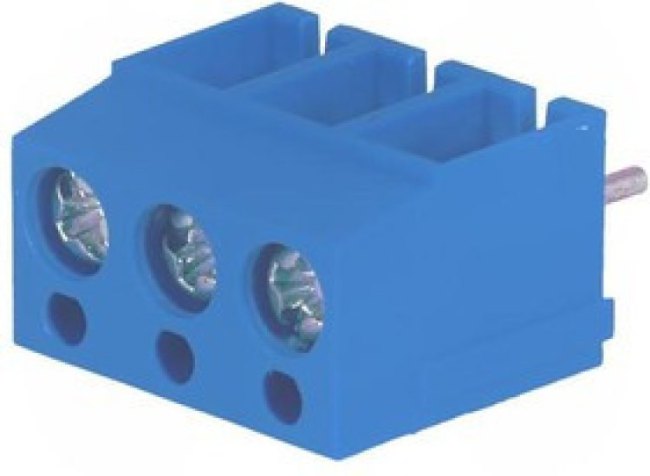 TB-5.0-P-3P1/BL, Зажимная рейка для печатных плат, угловой 90°, 5мм, на PCB, 16А TB-5.0-P-3P1/BL, Зажимная рейка для печатных плат, угловой 90°, 5мм, на PCB, 16А