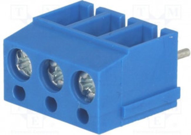 TB-5.0-P-3P1/BL, Зажимная рейка для печатных плат, угловой 90°, 5мм, на PCB, 16А TB-5.0-P-3P1/BL, Зажимная рейка для печатных плат, угловой 90°, 5мм, на PCB, 16А