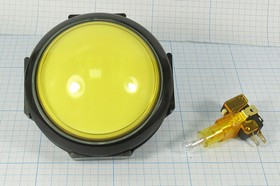 Кнопка с подсветкой жёлтого цвета Большого размера, диаметр 80мм,220В/5А, ПКн\220\ 5,0\OFF-(ON)\d24\