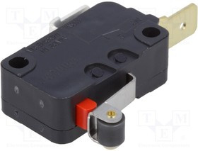 D3V-165-2C4, Micro Switch D3V, 16A, 1NC, 0.98N, Short Hinge Roller Lever