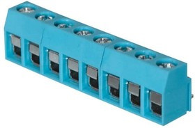 TB003V-500-P08BE, Fixed Terminal Blocks Terminal block, screw type, 5.00 , vertical, 8 poles, CUI Blue, Philip's head screw, PCB mount