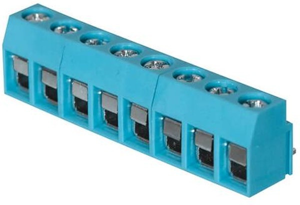 TB003V-500-P08BE, Fixed Terminal Blocks Terminal block, screw type, 5.00 , vertical, 8 poles, CUI Blue, Philip's head screw, PCB mount