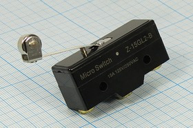 Микропереключатель, размер 49x17 x24, 15А, переключение ON-(ON), размер концевика L35, Z-15GL2-B, 22