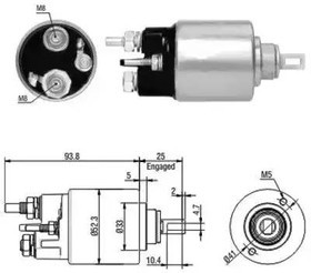 46118, Втягивающее реле стартера 46118, Втягивающее реле стартера
