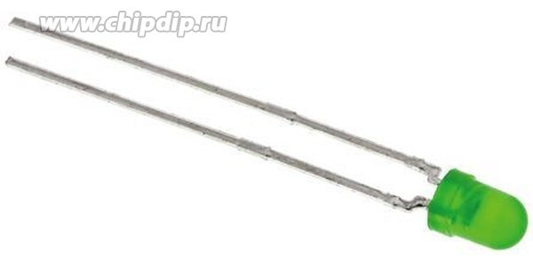 TLLG4401, Светодиод 3мм, зеленый, 1-2мкд, 30°, Поверхность выпуклая, Шаг 2,54мм TLLG4401, Светодиод 3мм, зеленый, 1-2мкд, 30°, Поверхность выпуклая, Шаг 2,54мм