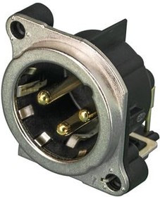 NC3MBH-E, XLR Connectors Receptacle - B series - XLR 3 pin - male - PCBH - Pin 1 isolated - ground/shell/front panel connected - additional