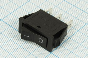 Переключатель клавишный, 3T, 250В/15А, ON-ON, черный, RS102-16C; №1262 B ПКл\\15\ON-ON\\чер\ чер\\3T\RS102-16C\