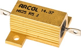 HS25 R5 J, 500m 25W Wire Wound Chassis Mount Resistor HS25 R5 J ±5%