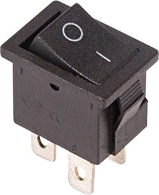 36-2146, Выключатель клавишный 250V 6А (4с) ON-OFF черный Mini (RWB-208, SC-768)