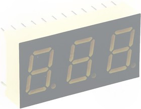 BC04-11SYKWA, Дисплей: LED, 7-сегментный, 10,2мм, 0,4", II.зн: 3, желтый, 52-92мкд