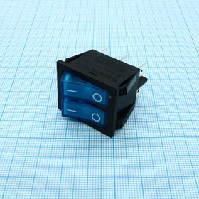 RK1-22 1X1X2N B/BL"0-", Переключатель ON-OFF с подсветкой цвет корпуса (черный) цвет кнопки (синий) надпись на кнопке "0-"