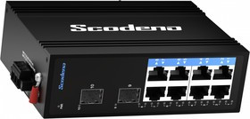 Scodeno XPTN-9000-45-2GX8GP, серия Lite, индустриальный неуправляемый PoE коммутатор на DIN-рейку, 2 x1000 Base-X, 8 x 10/100/1000 Base-T,