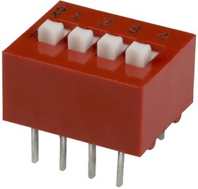 78B04T, DIP Switches / SIP Switches DIP Switch SPST Raised Slide 4 Pos