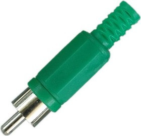 Разъем RCA штекер пластик на кабель, зеленый, PL2148