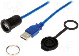 1310-1002-04, Кабель / адаптер; гнездо USB A,вилка USB A; 1310; с заглушкой