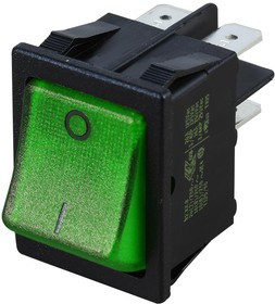SX8211881E110000, Клавишный переключатель, Выкл.-Вкл., DPST, С Подсветкой, Панель, Зеленый, SX82 Series