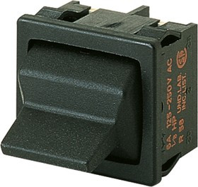 01819.1302-01, Toggle Switch, Panel Mount, (On)-Off-(On), DPDT, Tab Terminal