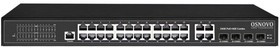 Коммутатор управляемый L2 PoE OSNOVO SW-8244/L(400W) Gigabit Ethernet на 24 RJ45 PoE + 4 x GE Combo Uplink, до 30W на порт, суммарно до 400W