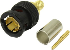10-005-W66-FB, Plug Cable Mount BNC Connector, 75, Crimp Termination, Straight Body