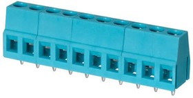 TB004-508-10BE, Fixed Terminal Blocks Terminal block, screw type, 5.08 , horizontal, 10 poles, CUI Blue, slotted screw, PCB mount