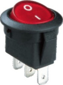 RK2-13 1X1N B/R"0-", Переключатель ON-OFF с подсветкой цвет корпуса (черный) цвет кнопки (красный) надпись на кнопке "0-"