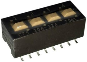 204-124ST, DIP Switches / SIP Switches 4 switch sections SPDT