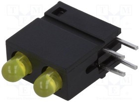 DVDD211, LED; в корпусе; желтый; 3мм; Кол-во диод: 2; 20мА; 40°; 2,1В; 25мкд